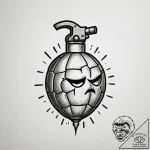 Tattoo design a small, stylized grenade with… – tattoo sketch (№1755287862_0, 15.08.2025 19:57) — tattoovalue.net