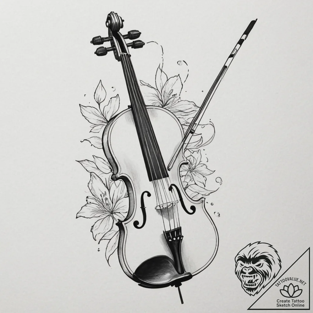 Tattoo sketch a classical musical instrument... - tattoo sketch (№1755288261_0, 15.08.2025 20:04) — tattoovalue.net