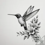 Tattoo design a small, elegant hummingbird ho… – tattoo sketch (№1755289257_0, 15.08.2025 20:20) — tattoovalue.net