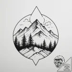 Tattoo design a mountain range with a lone tr… – tattoo sketch (№1755290254_0, 15.08.2025 20:37) — tattoovalue.net