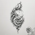 Tattoo sketch: a lunitsa integrated with flow… – tattoo sketch (№1755290458_0, 15.08.2025 20:40) — tattoovalue.net