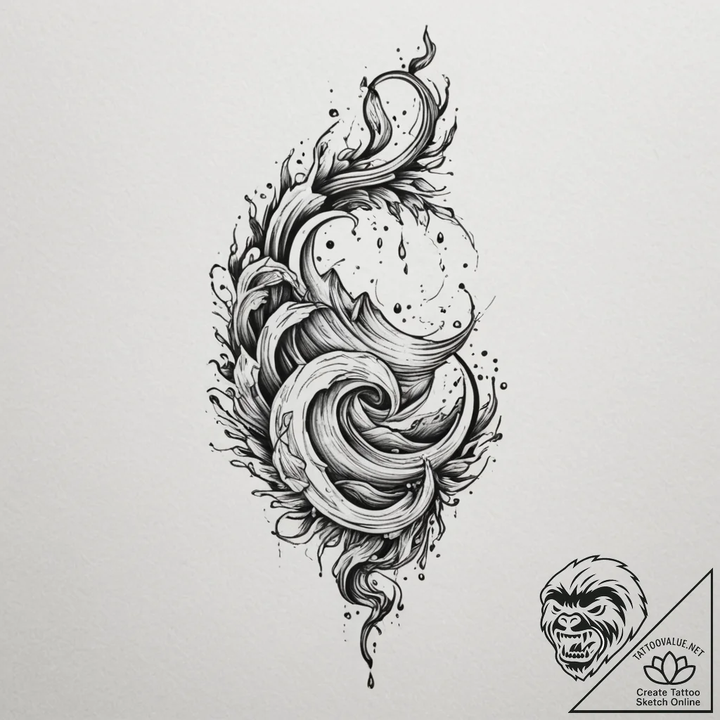 Tattoo sketch: a lunitsa integrated with flow... - tattoo sketch (№1755290458_0, 15.08.2025 20:40) — tattoovalue.net