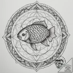 Carp, ink illustration for tattoo, clean line… – tattoo sketch (№1755291254_0, 15.08.2025 20:54) — tattoovalue.net
