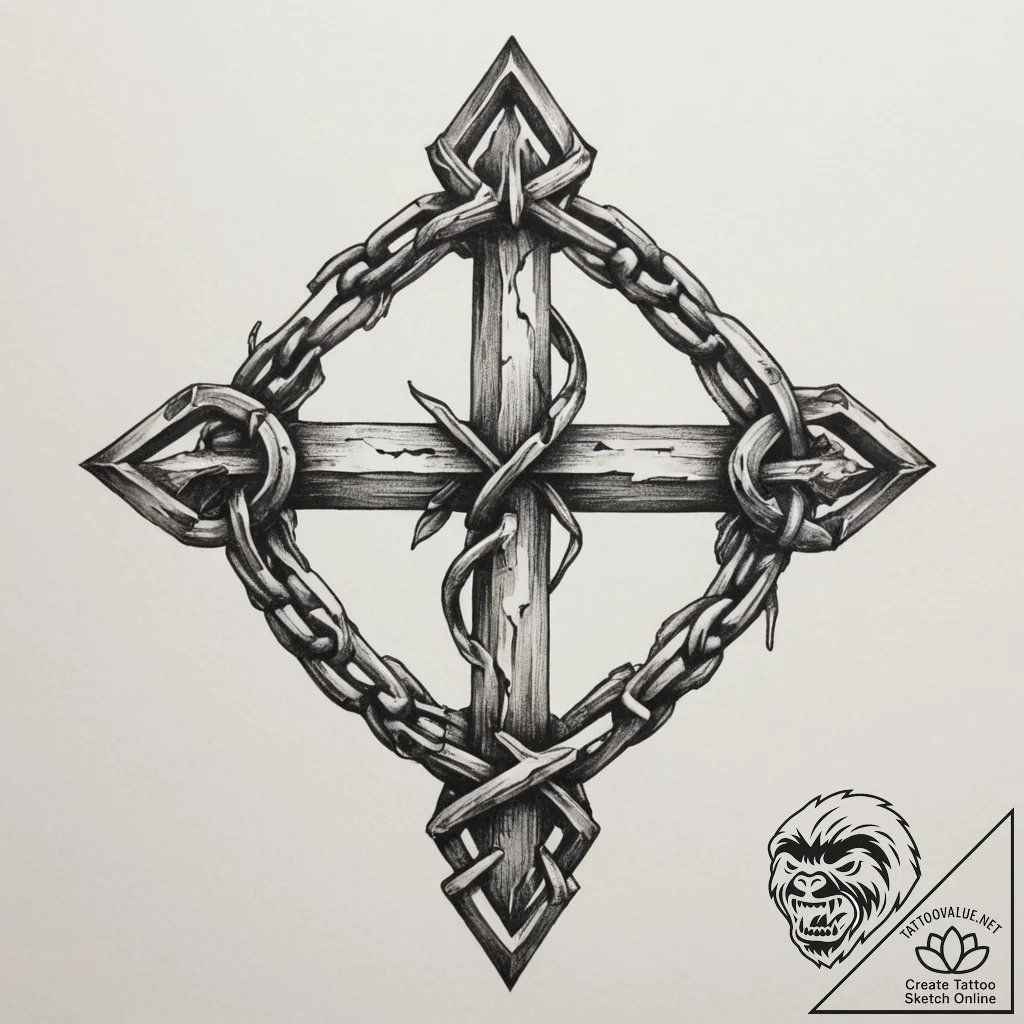 Tattoo design a broken chain with one strong,... - tattoo sketch (№1755291451_0, 15.08.2025 20:57) — tattoovalue.net