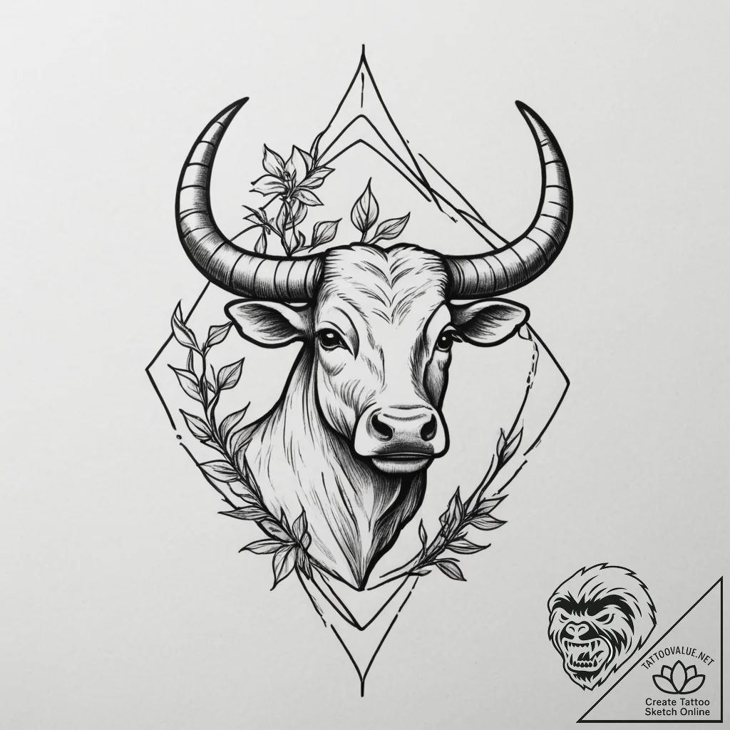 Tattoo design the glyph for taurus (2nd house... - tattoo sketch (№1755291648_0, 15.08.2025 21:00) — tattoovalue.net