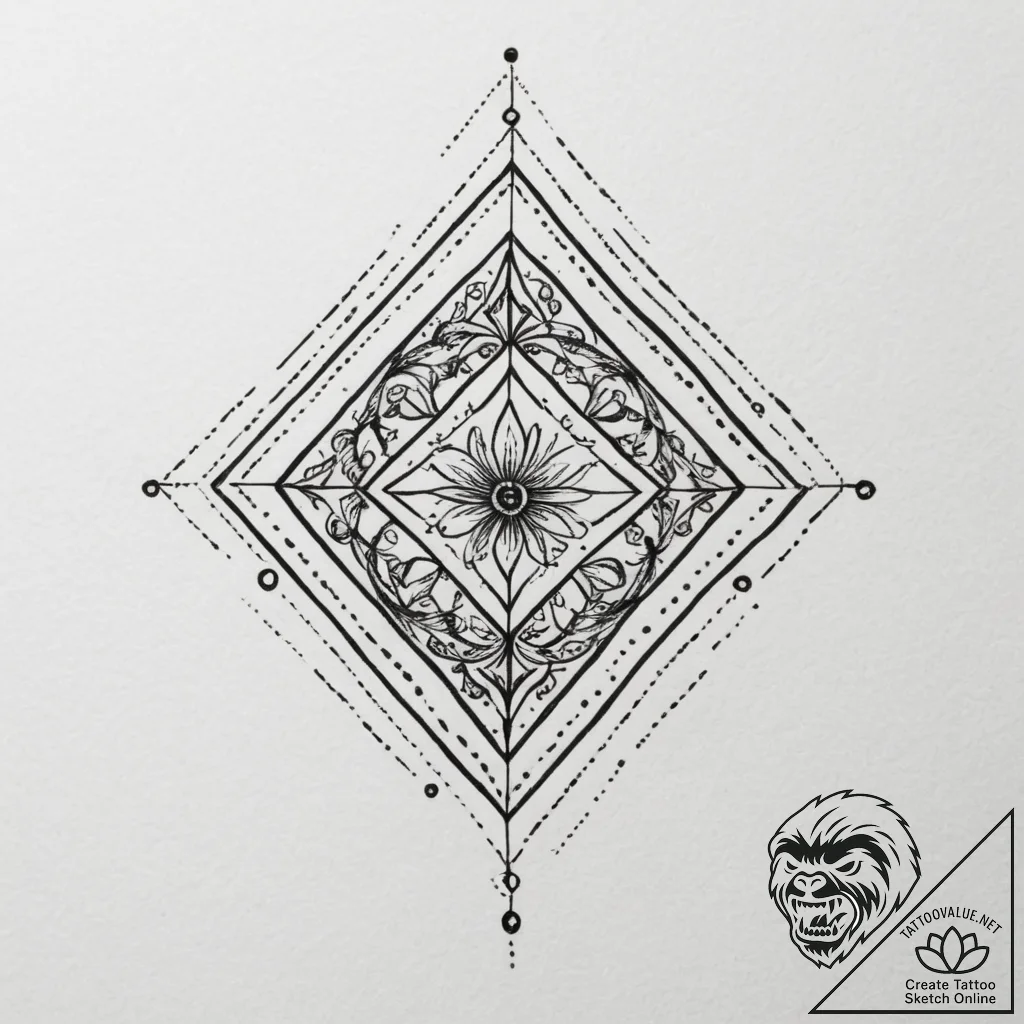 Tattoo sketch: a geometric pattern resembling... - tattoo sketch (№1755292240_0, 15.08.2025 21:10) — tattoovalue.net