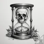 A memento mori still life (skull, hourglass,… – tattoo sketch (№1755292635_0, 15.08.2025 21:17) — tattoovalue.net