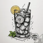 A glass of iced tea with lemon and mint, cond… – tattoo sketch (№1755293423_0, 15.08.2025 21:30) — tattoovalue.net