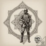 Tattoo sketch a silhouette of a soldier stand… – tattoo sketch (№1755295202_0, 15.08.2025 22:00) — tattoovalue.net