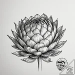 A close-up of a blooming artichoke flower., t… – tattoo sketch (№1755295400_0, 15.08.2025 22:03) — tattoovalue.net