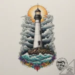 Tattoo sketch a lighthouse standing strong ag… – tattoo sketch (№1755298981_0, 15.08.2025 23:03) — tattoovalue.net
