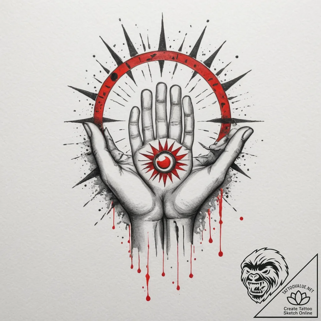 Tattoo design a neo-traditional hand holding... - tattoo sketch (№1755299181_0, 15.08.2025 23:06) — tattoovalue.net
