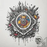 A close-up of a computer motherboard., ink il… – tattoo sketch (№1755299381_0, 15.08.2025 23:09) — tattoovalue.net