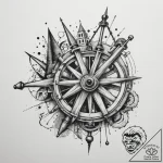 Sextant, tattoo flash sheet design, on a clea… – tattoo sketch (№1755300377_0, 15.08.2025 23:26) — tattoovalue.net