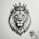 Lion with crown – tattoo sketch (№1755300975_0, 15.08.2025 23:36) — tattoovalue.net
