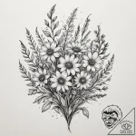 Tattoo sketch a bouquet of wildflowers, varie… – tattoo sketch (№1755301178_0, 15.08.2025 23:39) — tattoovalue.net