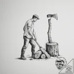 A person splitting logs with an axe. – tattoo sketch (№1755301378_0, 15.08.2025 23:42) — tattoovalue.net