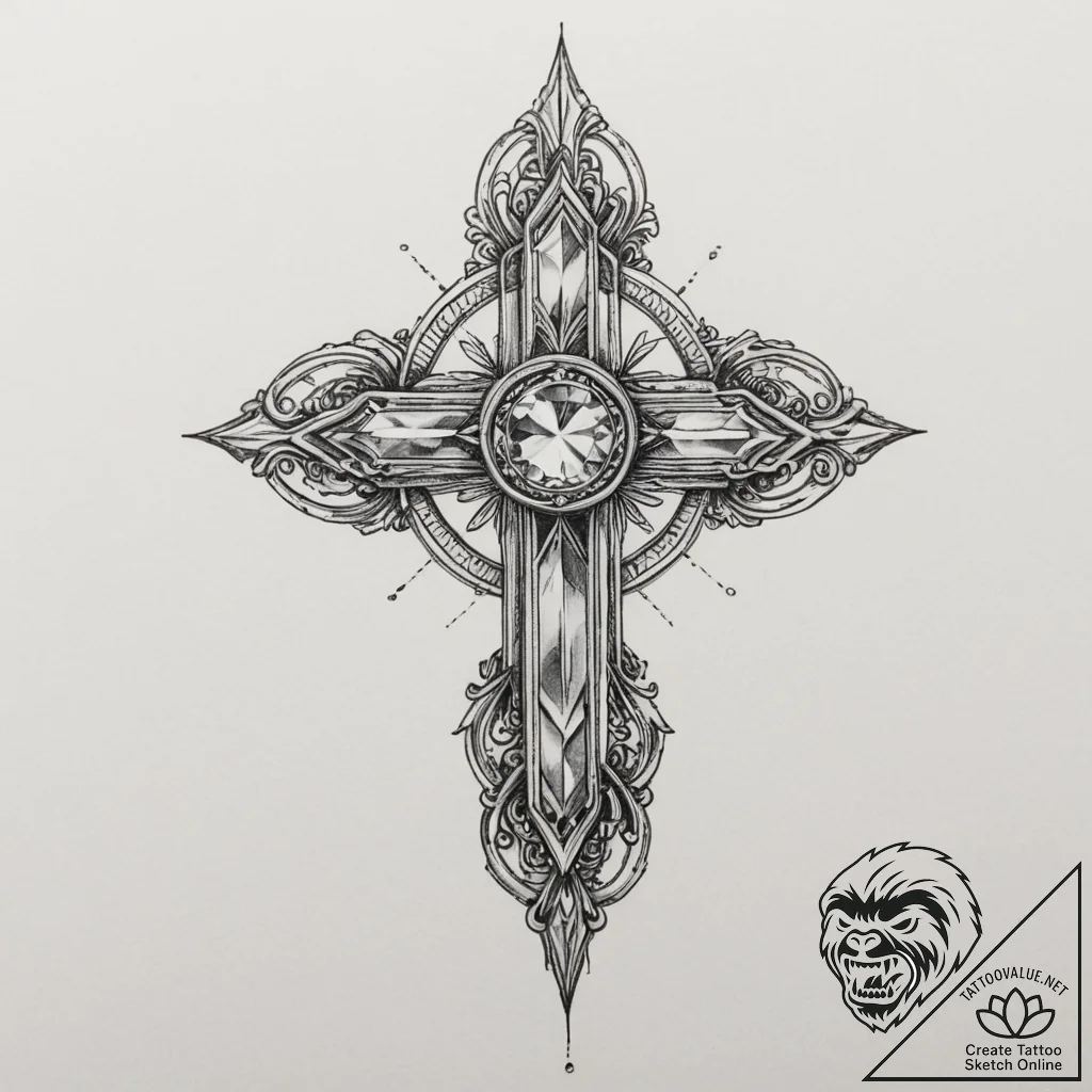 Tattoo design a birthstone incorporated into... - tattoo sketch (№1755301790_0, 15.08.2025 23:49) — tattoovalue.net
