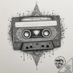 A retro cassette tape unspooling, tattoo sket… – tattoo sketch (№1755302193_0, 15.08.2025 23:56) — tattoovalue.net