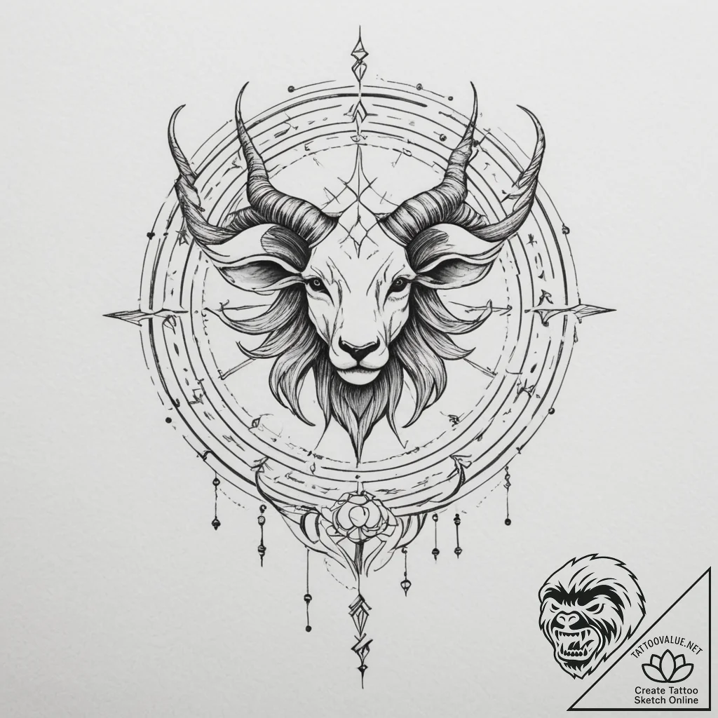 Tattoo design a zodiac symbol with a subtle '... - tattoo sketch (№1755302399_0, 15.08.2025 23:59) — tattoovalue.net