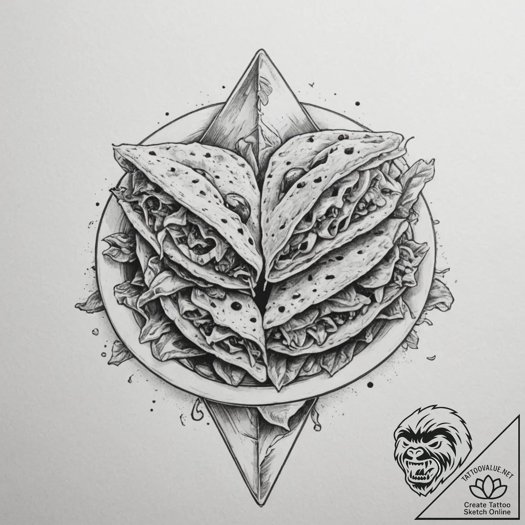 Tattoo sketch a 'taco' on one, 'nachos' on th... - tattoo sketch (№1755302798_0, 16.08.2025 00:06) — tattoovalue.net