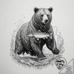 A brown bear standing in a river, trying to c… – tattoo sketch (№1755303599_0, 16.08.2025 00:19) — tattoovalue.net
