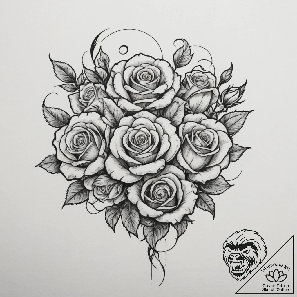 Tattoo design a flowing river of code that tr... - tattoo sketch (№1755303798_0, 16.08.2025 00:23) — tattoovalue.net