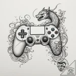 Tattoo design a gaming controller with a “gg”… – tattoo sketch (№1755303997_0, 16.08.2025 00:26) — tattoovalue.net