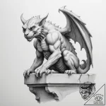 Gargoyle on a ledge (is there, but can be a c… – tattoo sketch (№1755304400_0, 16.08.2025 00:33) — tattoovalue.net