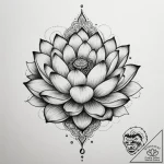 Tattoo design a lotus flower, blooming in dar… – tattoo sketch (№1755305000_0, 16.08.2025 00:43) — tattoovalue.net