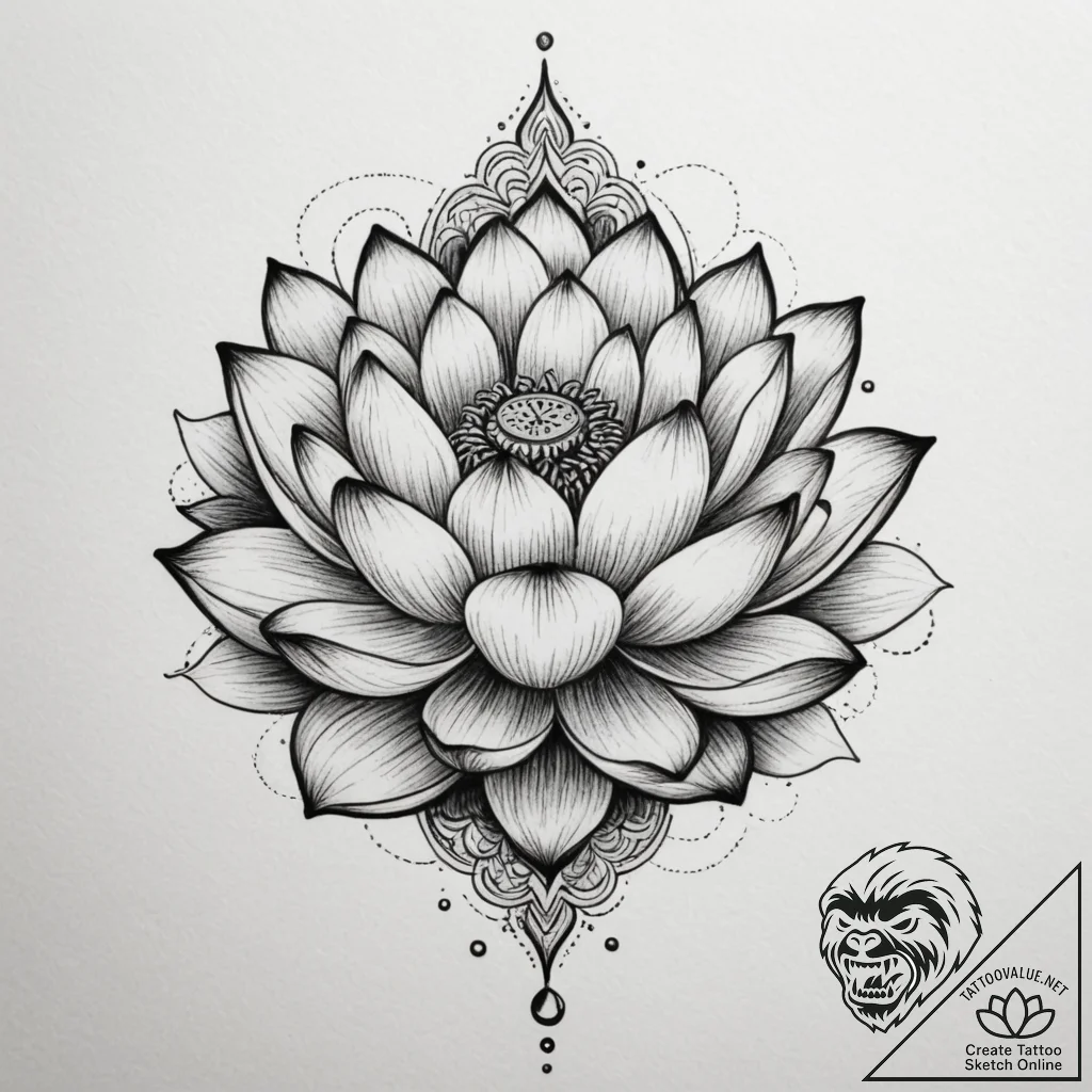 Tattoo design a lotus flower, blooming in dar... - tattoo sketch (№1755305000_0, 16.08.2025 00:43) — tattoovalue.net