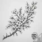 Tattoo sketch a branch of cherry blossoms, sy… – tattoo sketch (№1755305410_0, 16.08.2025 00:50) — tattoovalue.net