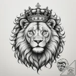 Lion with crown, concept art for tattoo, old… – tattoo sketch (№1755305612_0, 16.08.2025 00:53) — tattoovalue.net