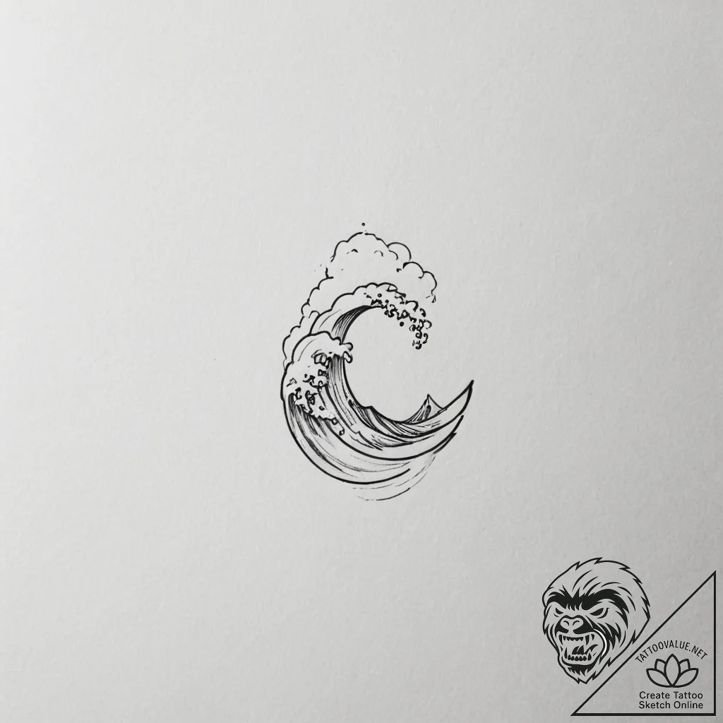 Tattoo sketch a minimalist wave on the wrist. - tattoo sketch (№1755305817_0, 16.08.2025 00:56) — tattoovalue.net