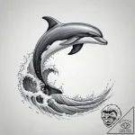 Tattoo design a graceful dolphin, leaping fro… – tattoo sketch (№1755306015_0, 16.08.2025 01:00) — tattoovalue.net