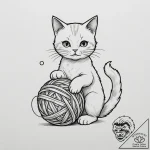 Tattoo design a small, mischievous cat playin… – tattoo sketch (№1755306219_0, 16.08.2025 01:03) — tattoovalue.net