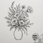 A person arranging flowers in a vase., tattoo… – tattoo sketch (№1755306820_0, 16.08.2025 01:13) — tattoovalue.net