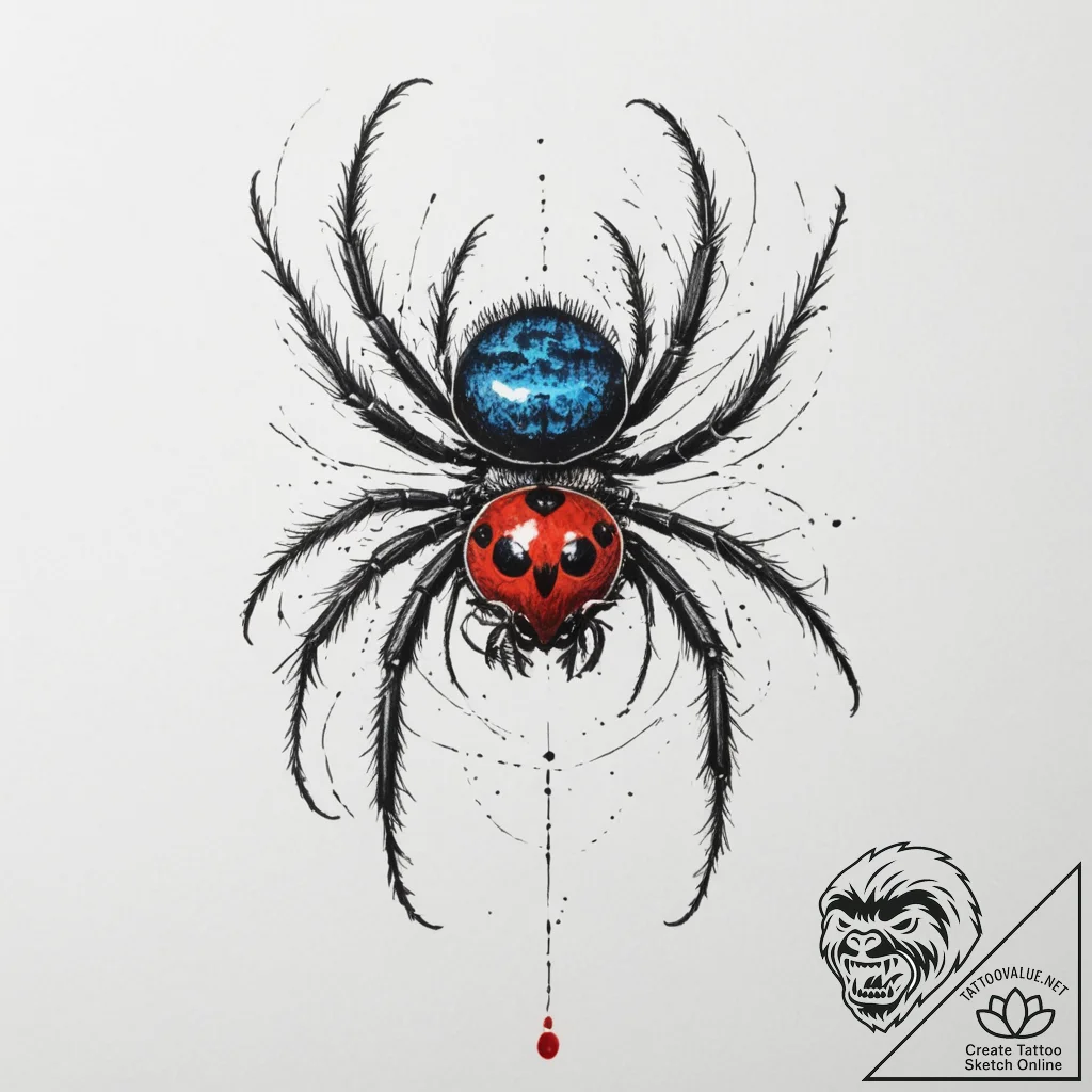A peacock spider showing its colors, tattoo l... - tattoo sketch (№1755307627_0, 16.08.2025 01:27) — tattoovalue.net