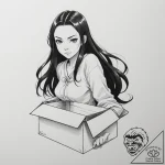 Nezuko in her box from demon slayer – tattoo sketch (№1755308420_0, 16.08.2025 01:40) — tattoovalue.net