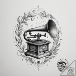 Tattoo design a small, classic phonograph wit… – tattoo sketch (№1755308818_0, 16.08.2025 01:46) — tattoovalue.net