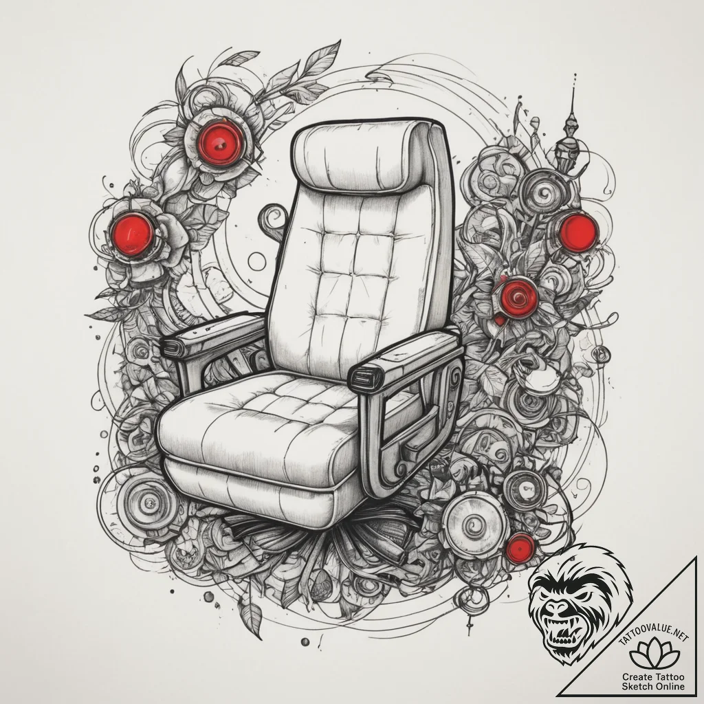 Tattoo design a gaming chair armrest with a s... - tattoo sketch (№1755309831_0, 16.08.2025 02:03) — tattoovalue.net