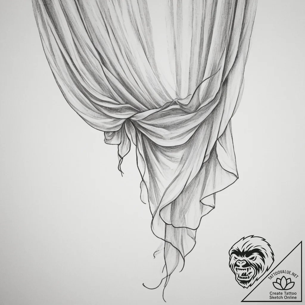 Tattoo sketch a delicate, transparent curtain... - tattoo sketch (№1755310041_0, 16.08.2025 02:07) — tattoovalue.net