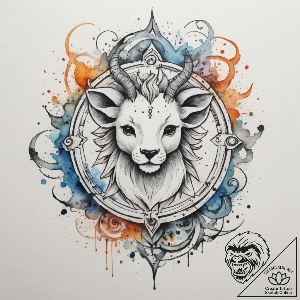 Tattoo design a zodiac animal comically inter... - tattoo sketch (№1755310845_0, 16.08.2025 02:20) — tattoovalue.net