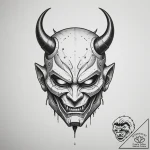 Cyberpunk oni mask, artistic tattoo sketch, d… – tattoo sketch (№1755311051_0, 16.08.2025 02:24) — tattoovalue.net