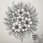 Tattoo design a bouquet of birth flowers for… – tattoo sketch (№1755312463_0, 16.08.2025 02:47) — tattoovalue.net