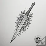 Tattoo sketch a stylized combat knife or dagg… – tattoo sketch (№1755313458_0, 16.08.2025 03:04) — tattoovalue.net