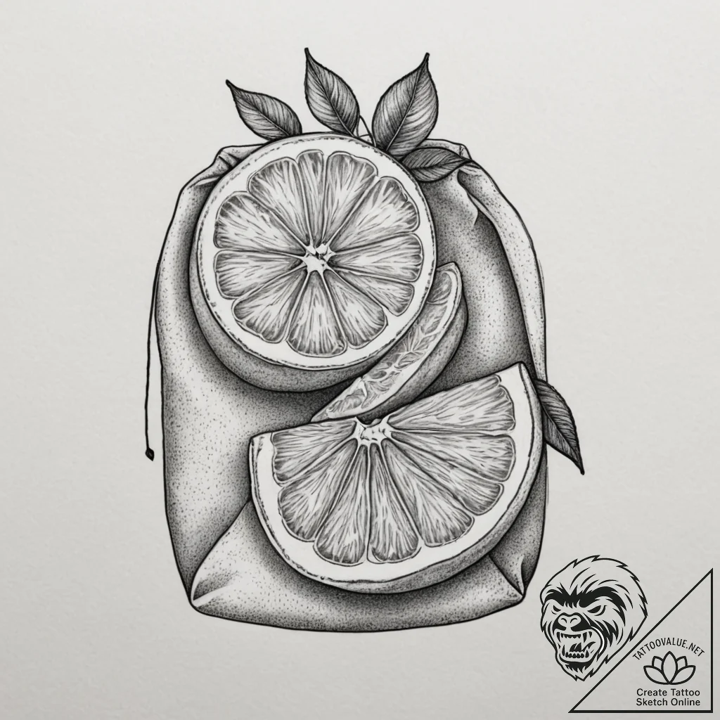 Tattoo design 'lemon slice' on one, 'tea bag'... - tattoo sketch (№1755314667_0, 16.08.2025 03:24) — tattoovalue.net