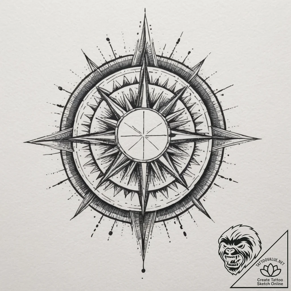 A geometric tattoo design of the kolovrat sun... - tattoo sketch (№1755315478_0, 16.08.2025 03:37) — tattoovalue.net