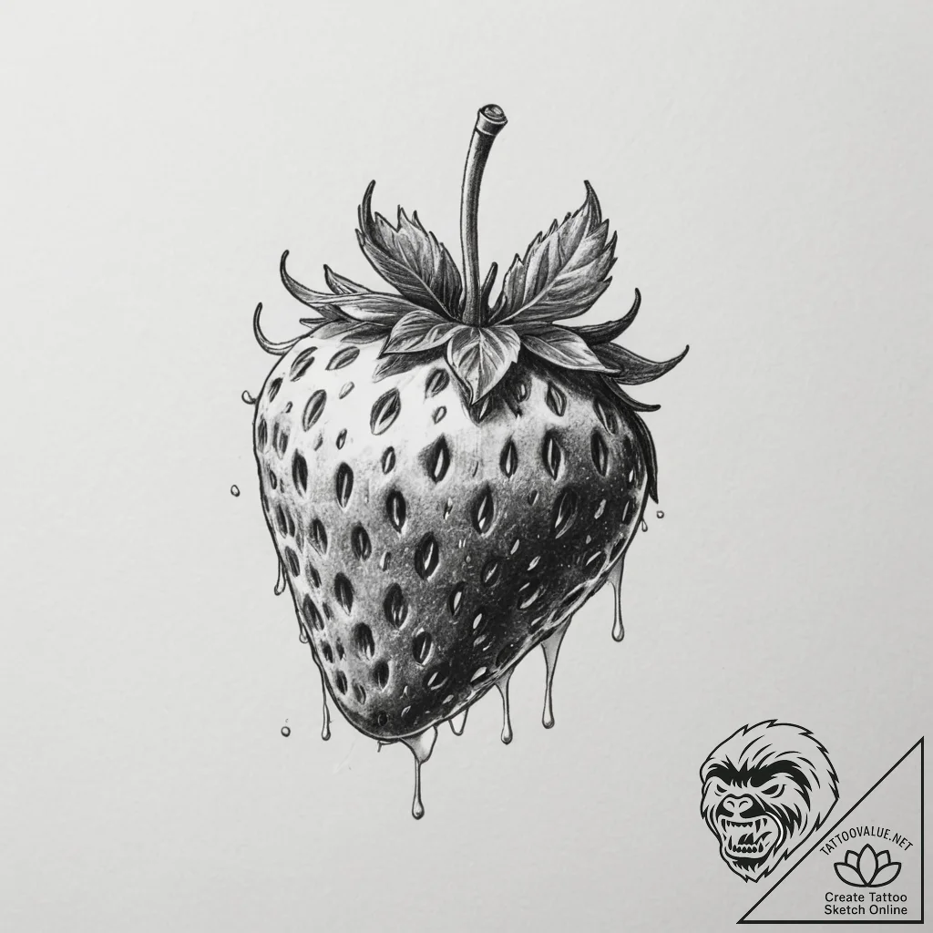Strawberry - tattoo sketch (№1755315880_0, 16.08.2025 03:44) — tattoovalue.net