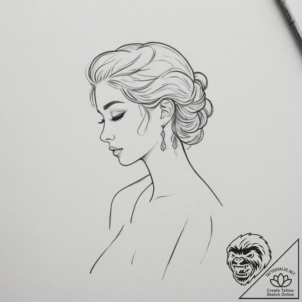 Tattoo design a subtle line accentuating the... - tattoo sketch (№1755316880_0, 16.08.2025 04:01) — tattoovalue.net